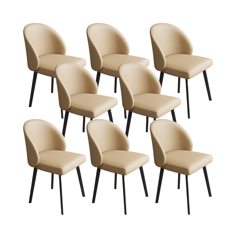 Faux Leather Kitchen Dining Chairs Contemporary Chairs with Black Metal Legs