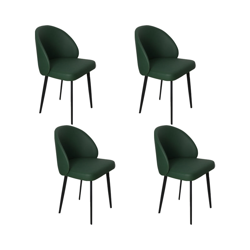Faux Leather Kitchen Dining Chairs Contemporary Chairs with Black Metal Legs