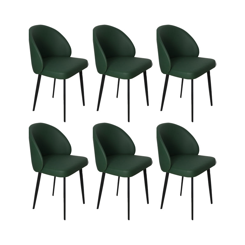 Faux Leather Kitchen Dining Chairs Contemporary Chairs with Black Metal Legs