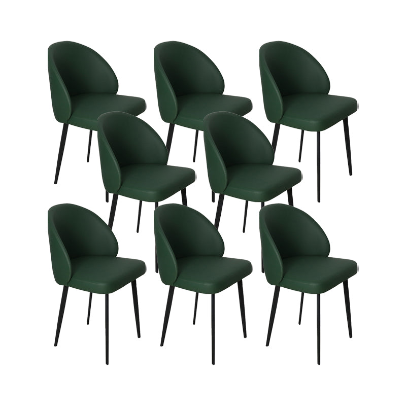 Faux Leather Kitchen Dining Chairs Contemporary Chairs with Black Metal Legs