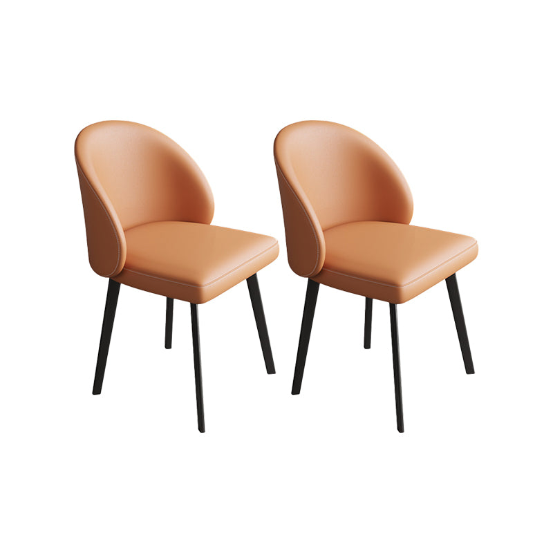 Faux Leather Kitchen Dining Chairs Contemporary Chairs with Black Metal Legs