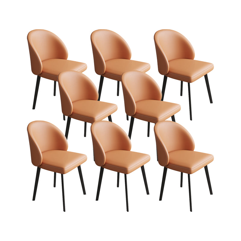 Faux Leather Kitchen Dining Chairs Contemporary Chairs with Black Metal Legs