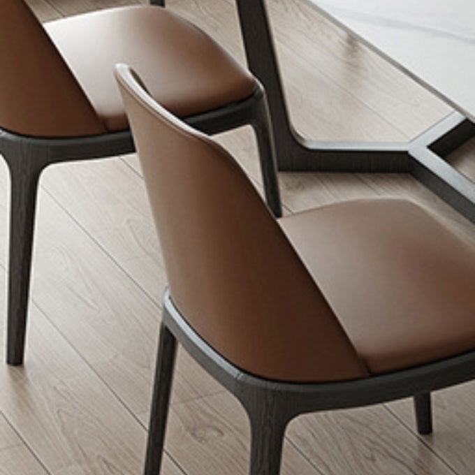 Contemporary Kitchen Dining Chairs Upholstered Chairs with Solid Wood Base