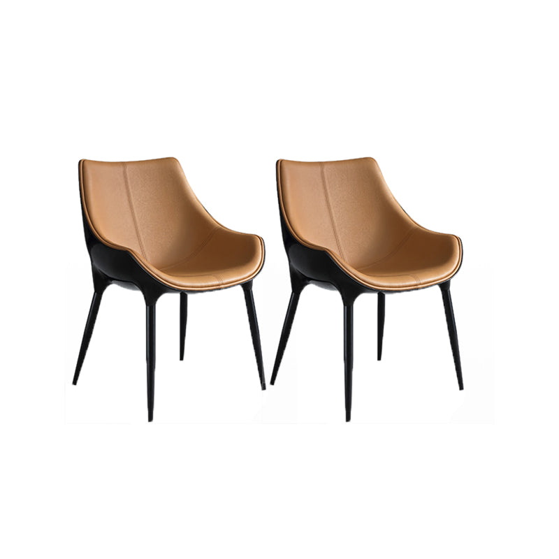 Faux Leather Dining Chairs Contemporary Chairs with Metal Legs