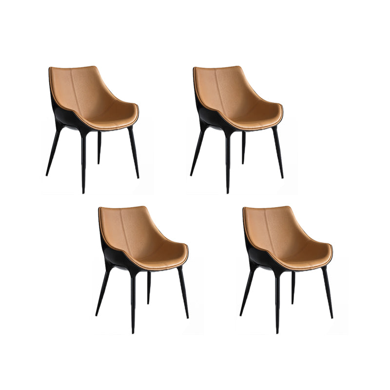 Faux Leather Dining Chairs Contemporary Chairs with Metal Legs