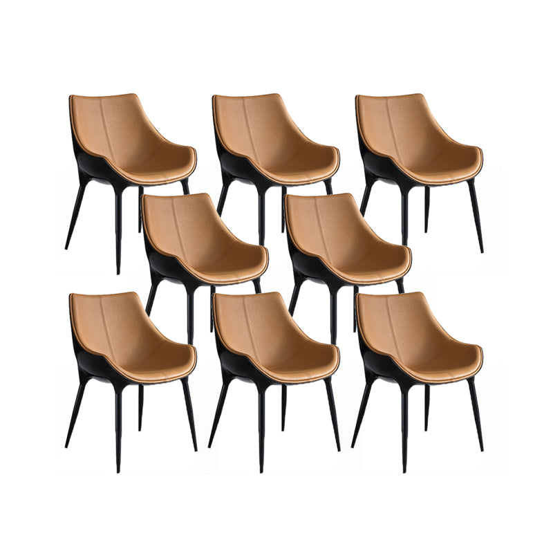 Faux Leather Dining Chairs Contemporary Chairs with Metal Legs