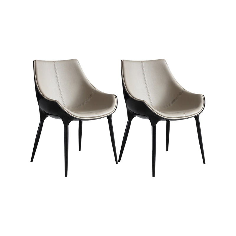 Faux Leather Dining Chairs Contemporary Chairs with Metal Legs