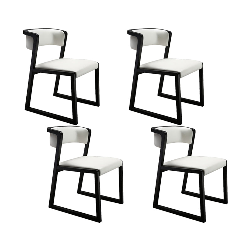 Open Back Kitchen Dining Chairs Upholstered Chairs with Solid Wood Base