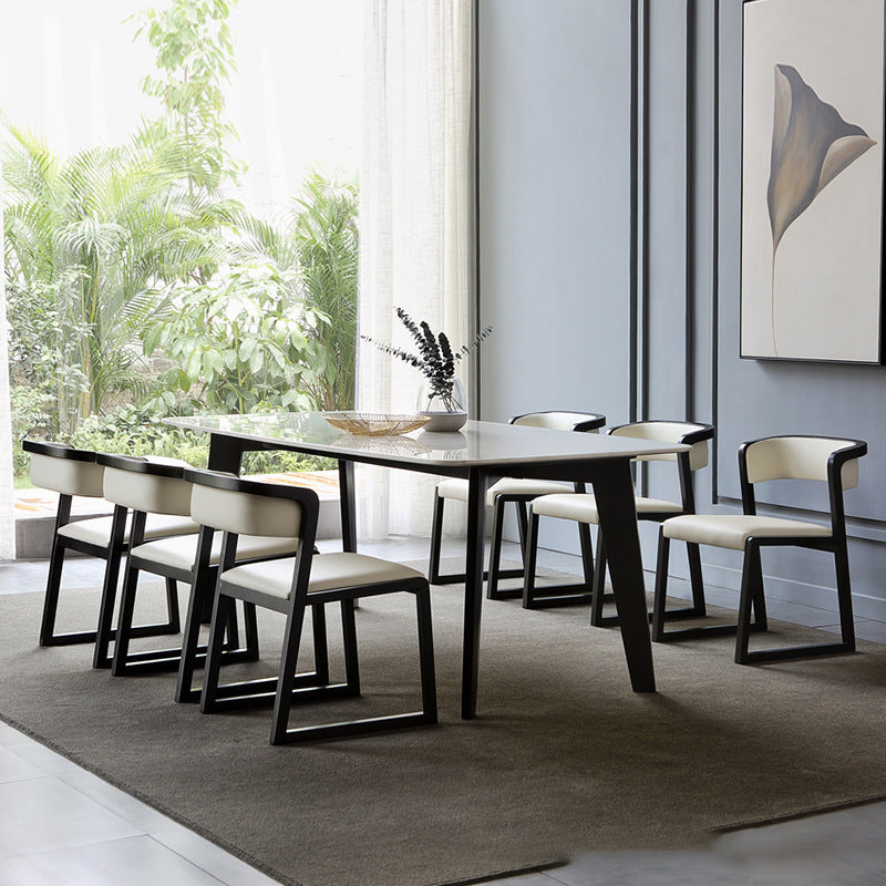 Open Back Kitchen Dining Chairs Upholstered Chairs with Solid Wood Base