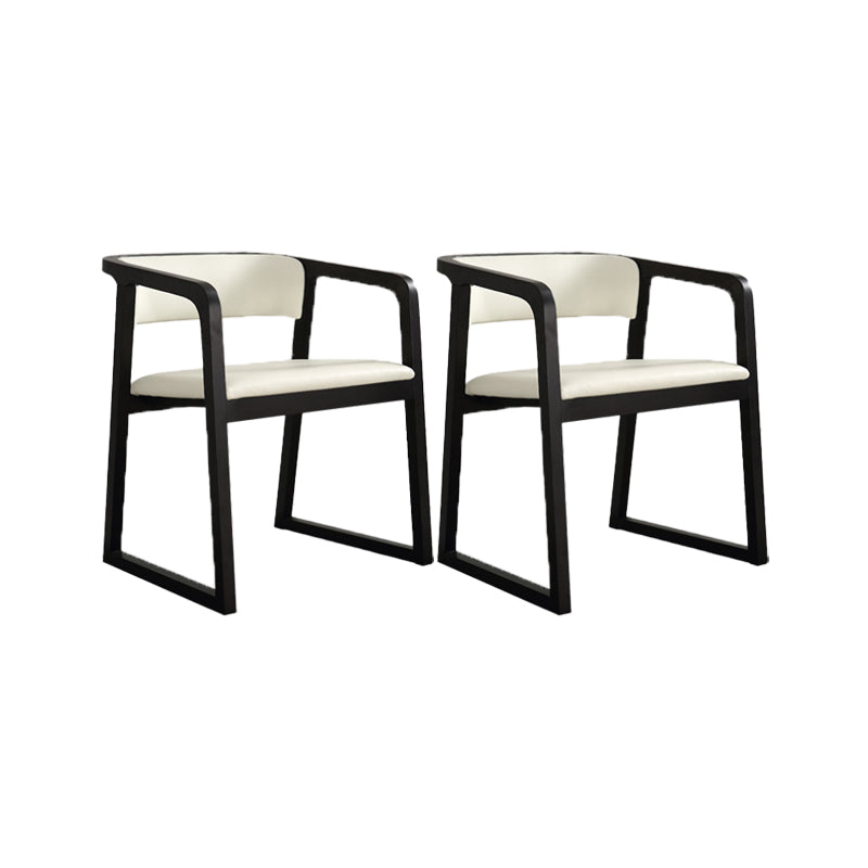 Open Back Kitchen Dining Chairs Upholstered Chairs with Solid Wood Base