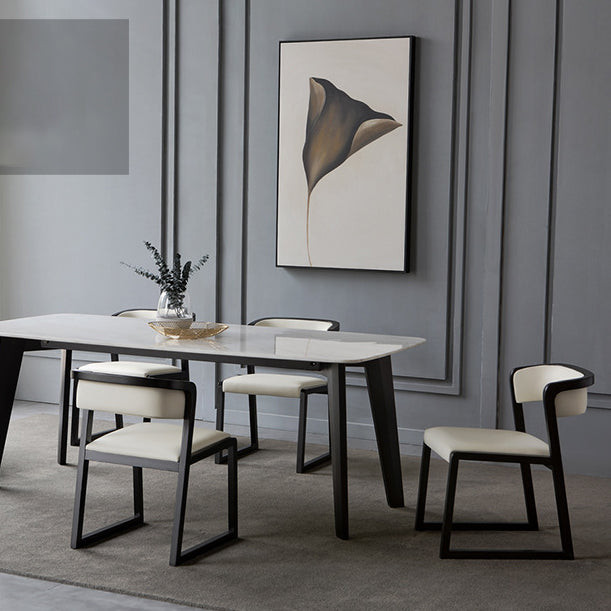 Open Back Kitchen Dining Chairs Upholstered Chairs with Solid Wood Base