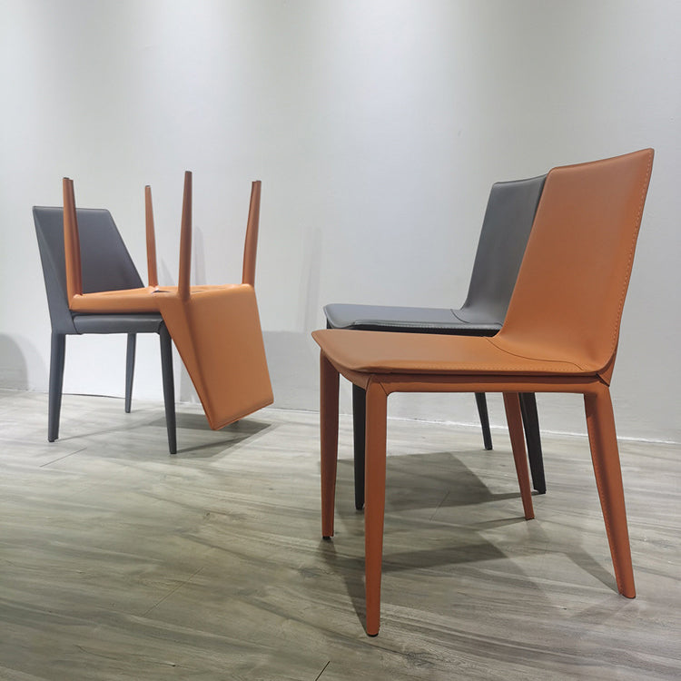 Faux Leather Dining Chairs Contemporary Side Chairs with Metal Base