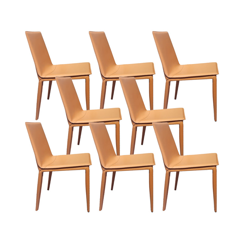 Faux Leather Dining Chairs Contemporary Side Chairs with Metal Base