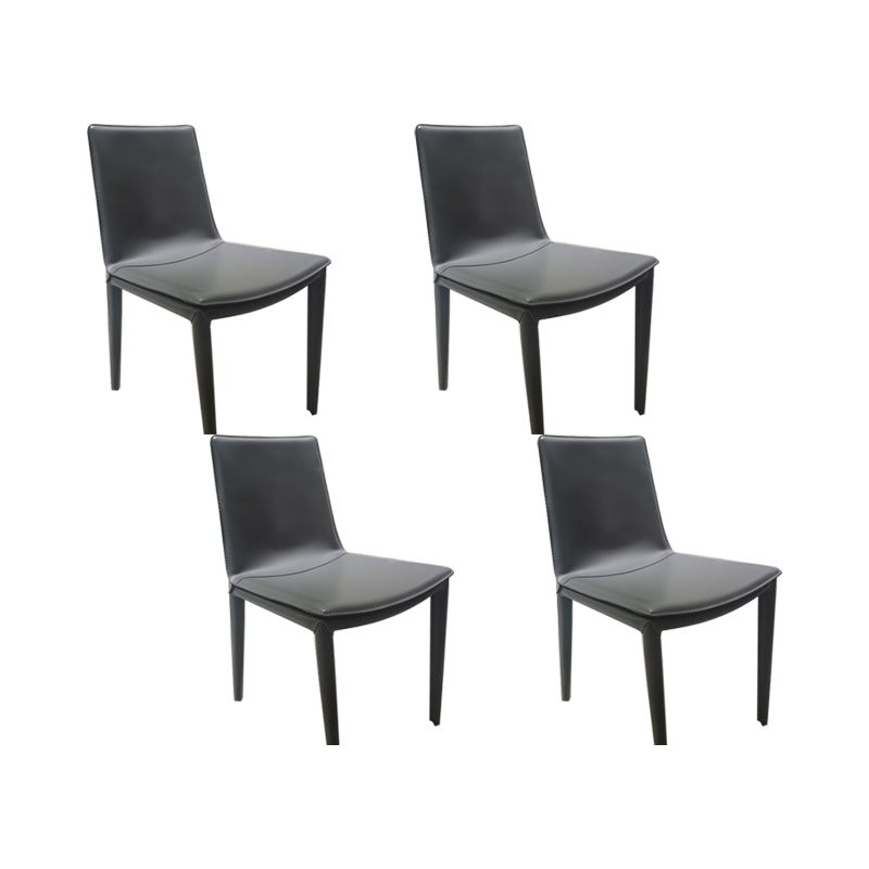 Faux Leather Dining Chairs Contemporary Side Chairs with Metal Base