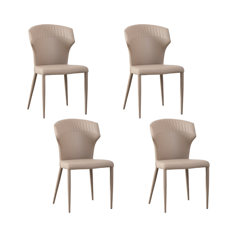Faux Leather Dining Chairs Wingback Side Chairs with Metal Base