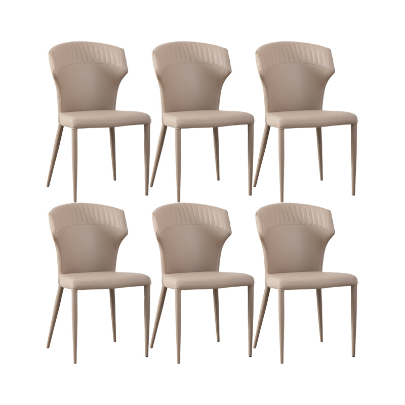 Faux Leather Dining Chairs Wingback Side Chairs with Metal Base