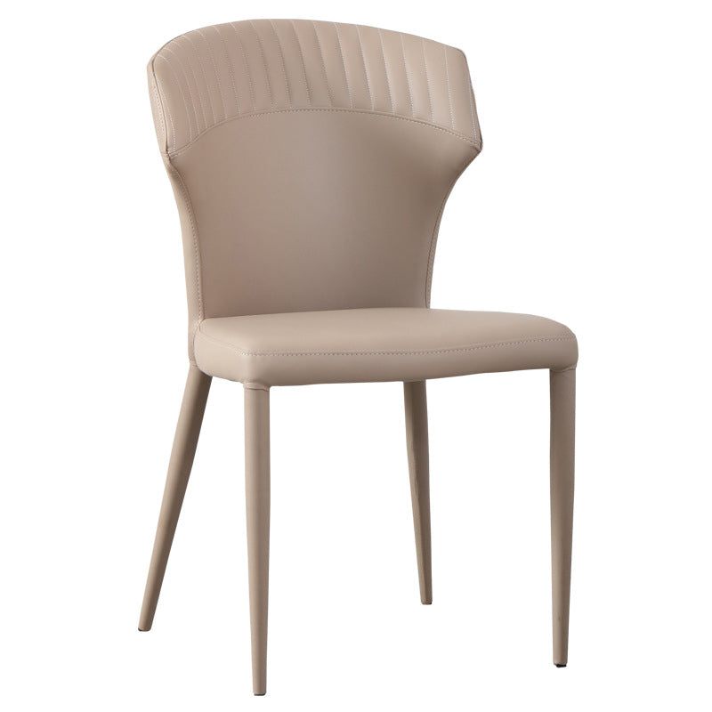 Faux Leather Dining Chairs Wingback Side Chairs with Metal Base