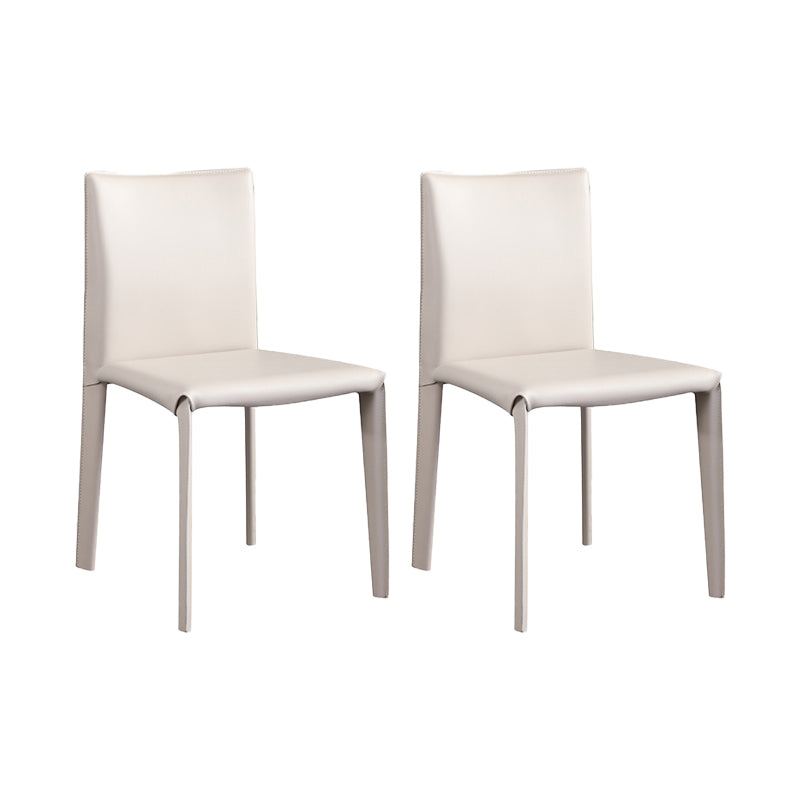 Contemporary Faux Leather Dining Chairs Armless Chairs with Metal Base