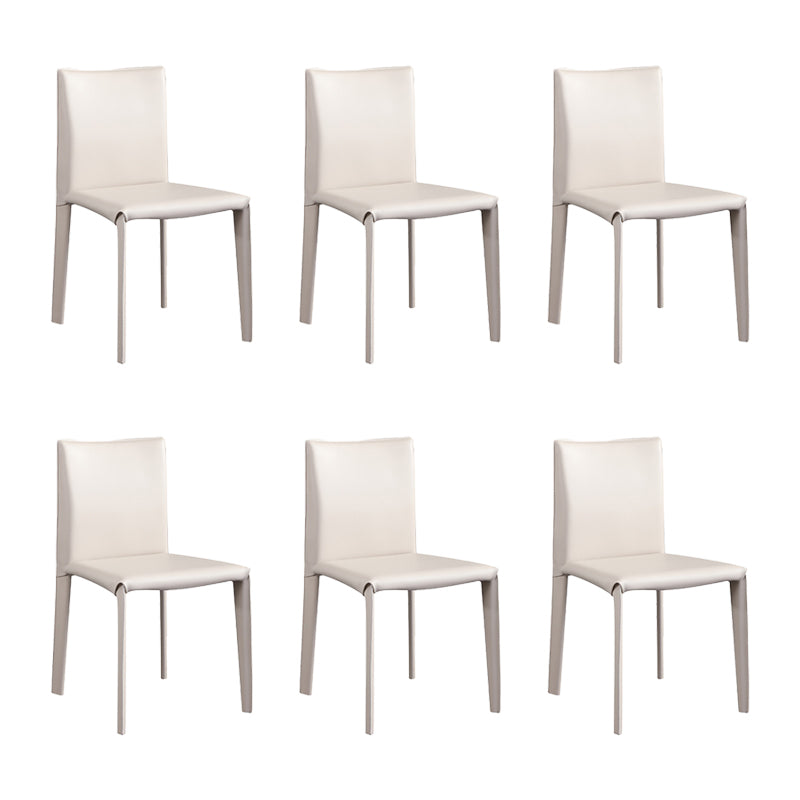 Contemporary Faux Leather Dining Chairs Armless Chairs with Metal Base