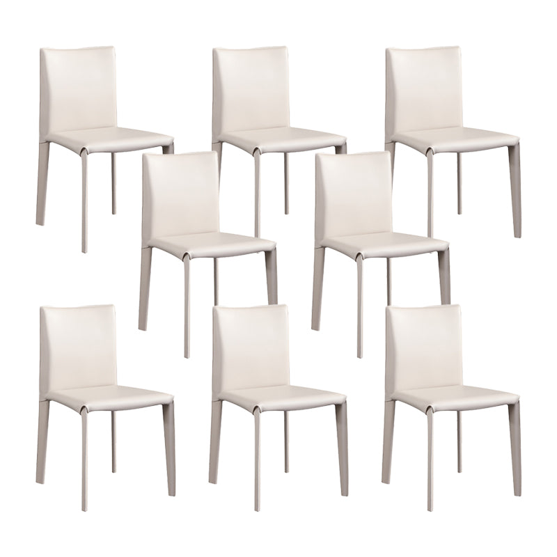 Contemporary Faux Leather Dining Chairs Armless Chairs with Metal Base
