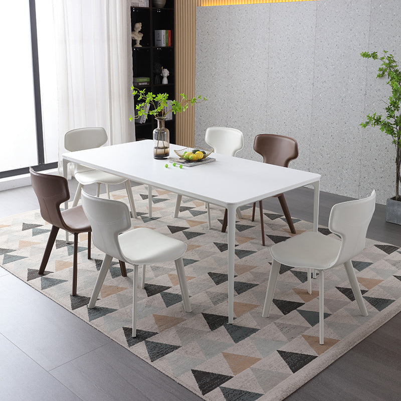 Faux Leather Dining Chairs Contemporary Arm Chairs with Metal Base