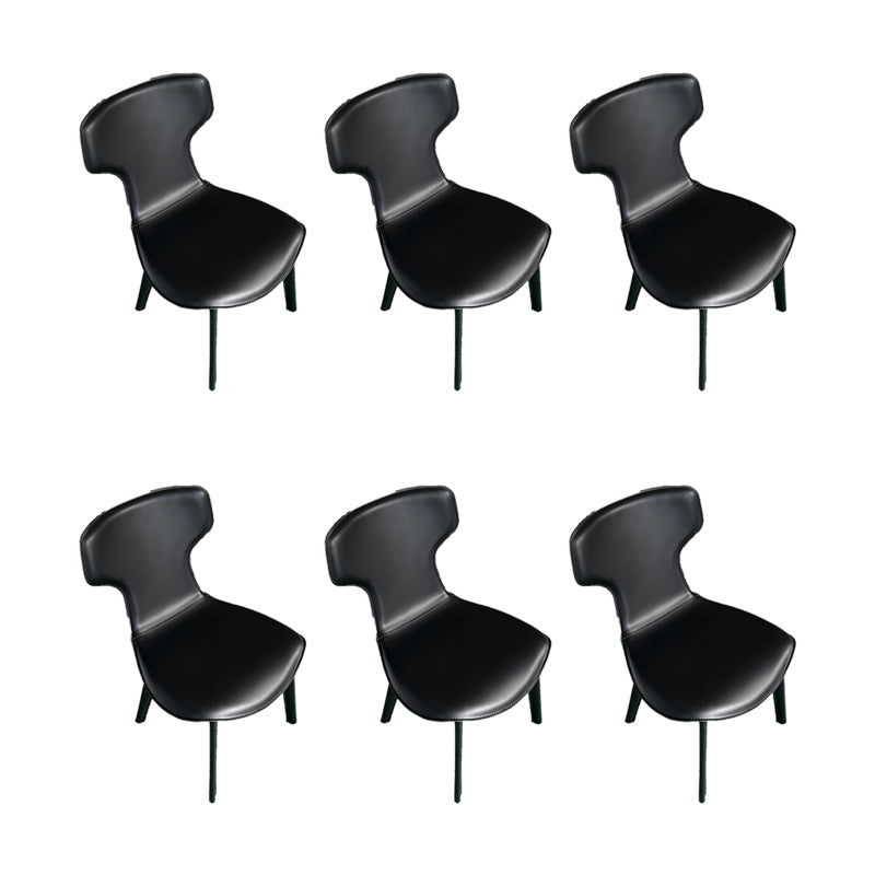 Faux Leather Dining Chairs Contemporary Arm Chairs with Metal Base