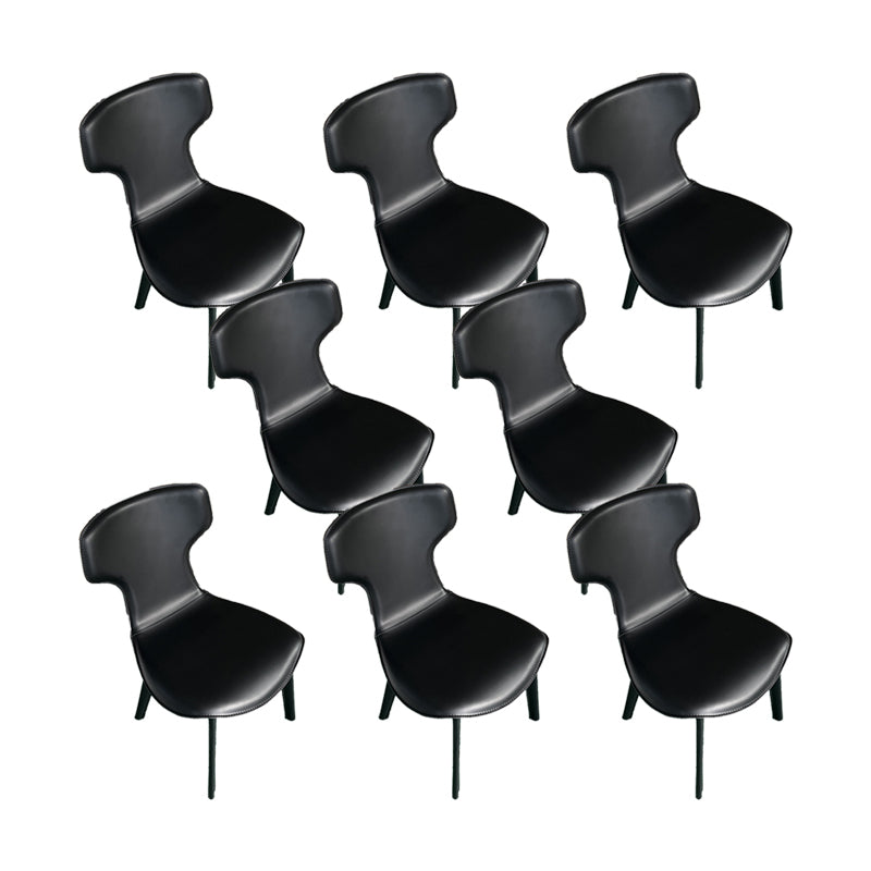 Faux Leather Dining Chairs Contemporary Arm Chairs with Metal Base
