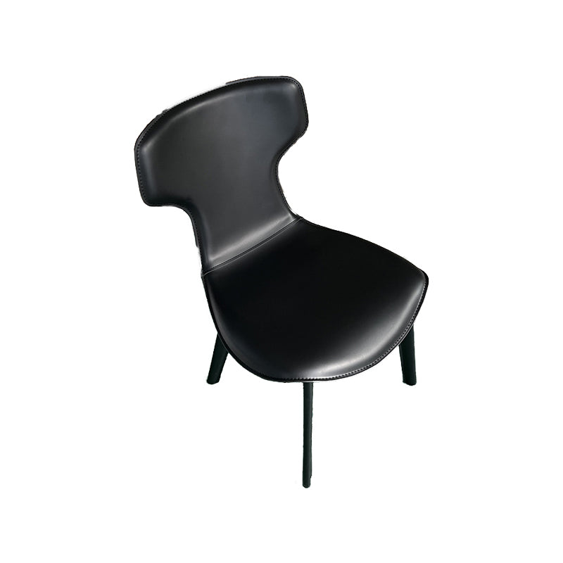 Faux Leather Dining Chairs Contemporary Arm Chairs with Metal Base