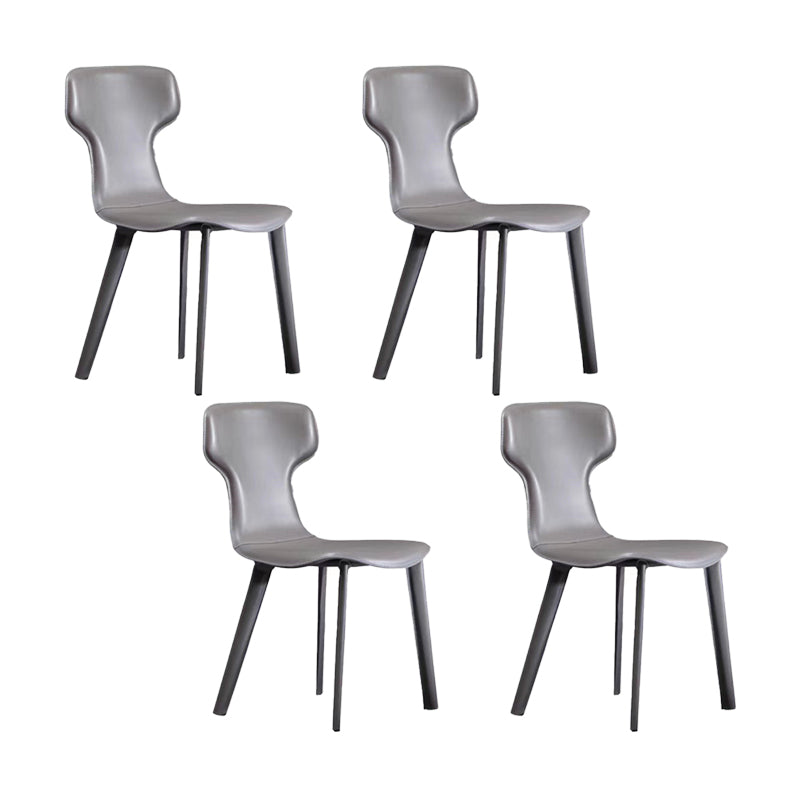 Faux Leather Dining Chairs Contemporary Arm Chairs with Metal Base
