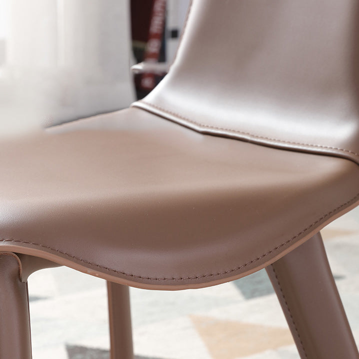 Faux Leather Dining Chairs Contemporary Arm Chairs with Metal Base