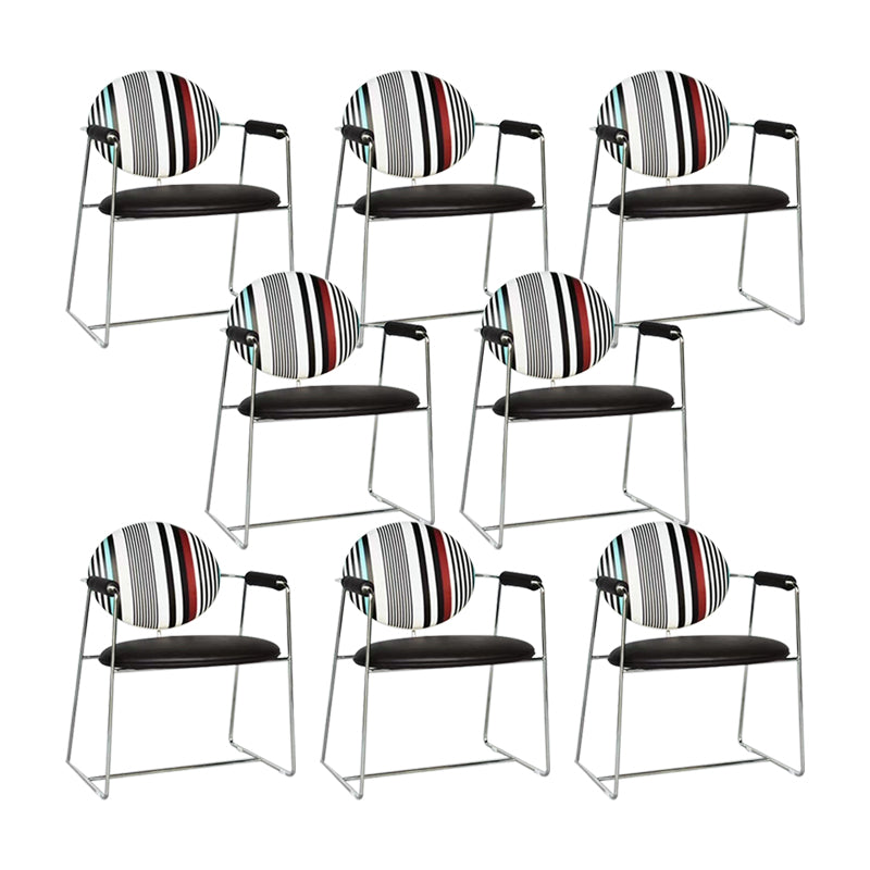 Faux Leathe Dining Chairs Upholstered Arm Chairs with Metal Base