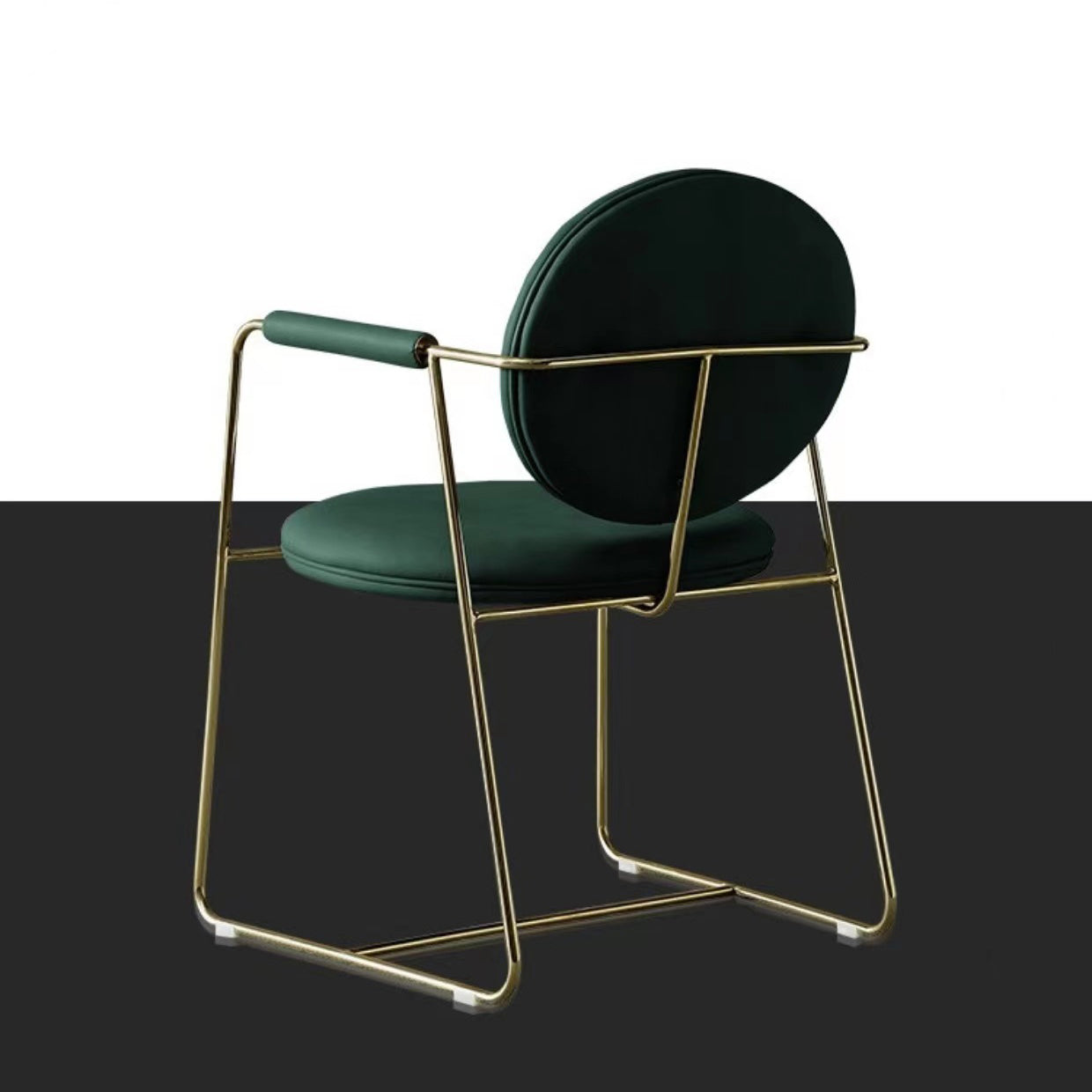 Faux Leathe Dining Chairs Upholstered Arm Chairs with Metal Base