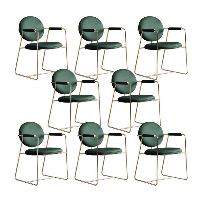 Faux Leathe Dining Chairs Upholstered Arm Chairs with Metal Base