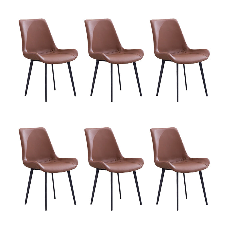 Faux Leather Dining Chairs Contemporary Armless Chairs with Metal Base