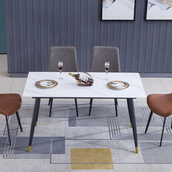 Faux Leather Dining Chairs Contemporary Armless Chairs with Metal Base