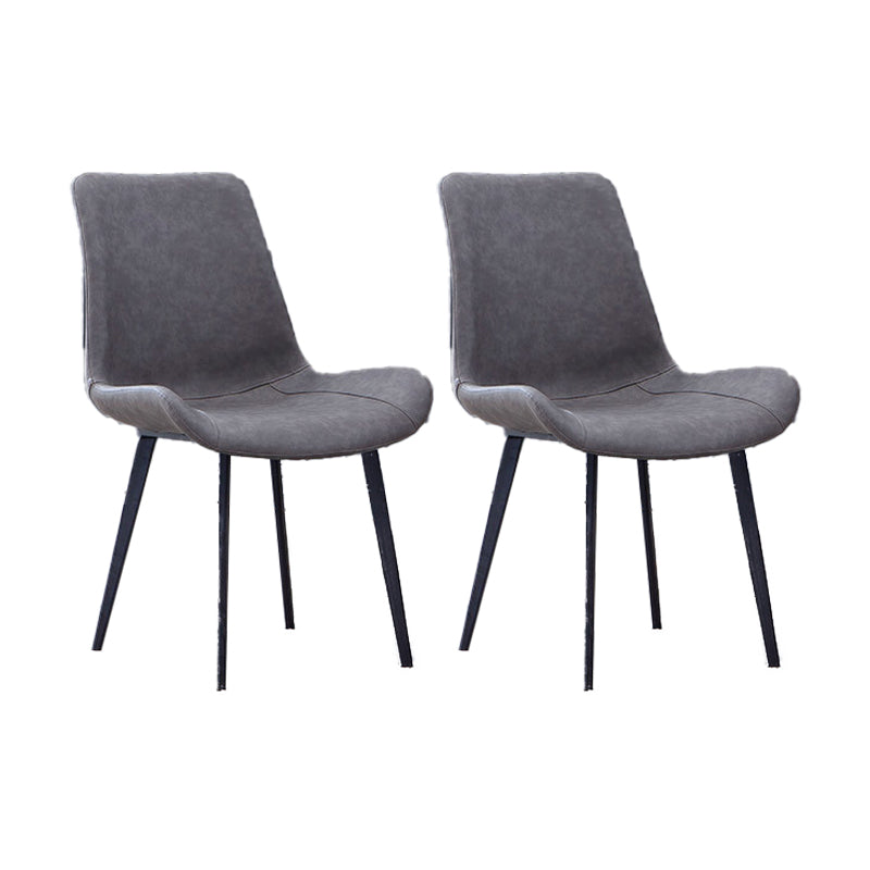 Faux Leather Dining Chairs Contemporary Armless Chairs with Metal Base