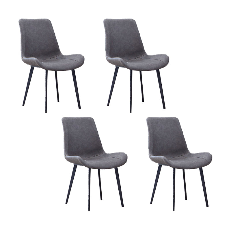Faux Leather Dining Chairs Contemporary Armless Chairs with Metal Base