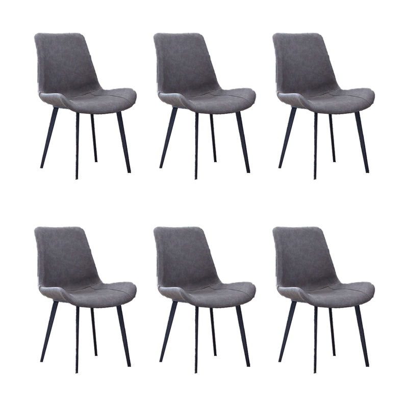 Faux Leather Dining Chairs Contemporary Armless Chairs with Metal Base