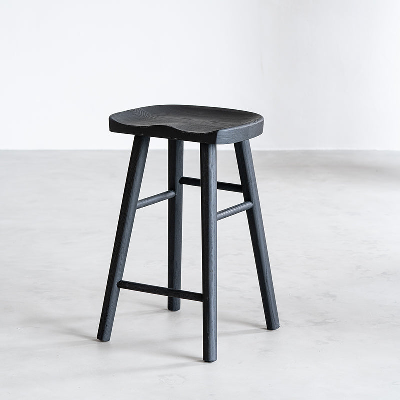 Modern Style Counter Stool Black Solid Wood Bar Stool for Indoor