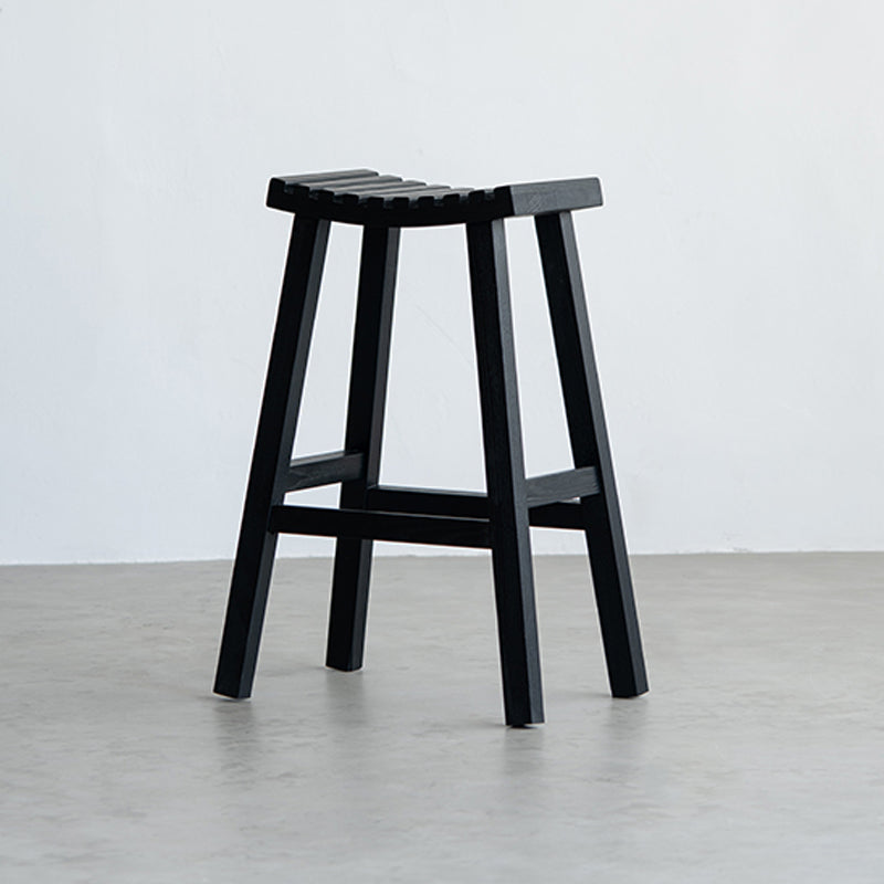 Modern Style Counter Stool Black Solid Wood Bar Stool for Indoor