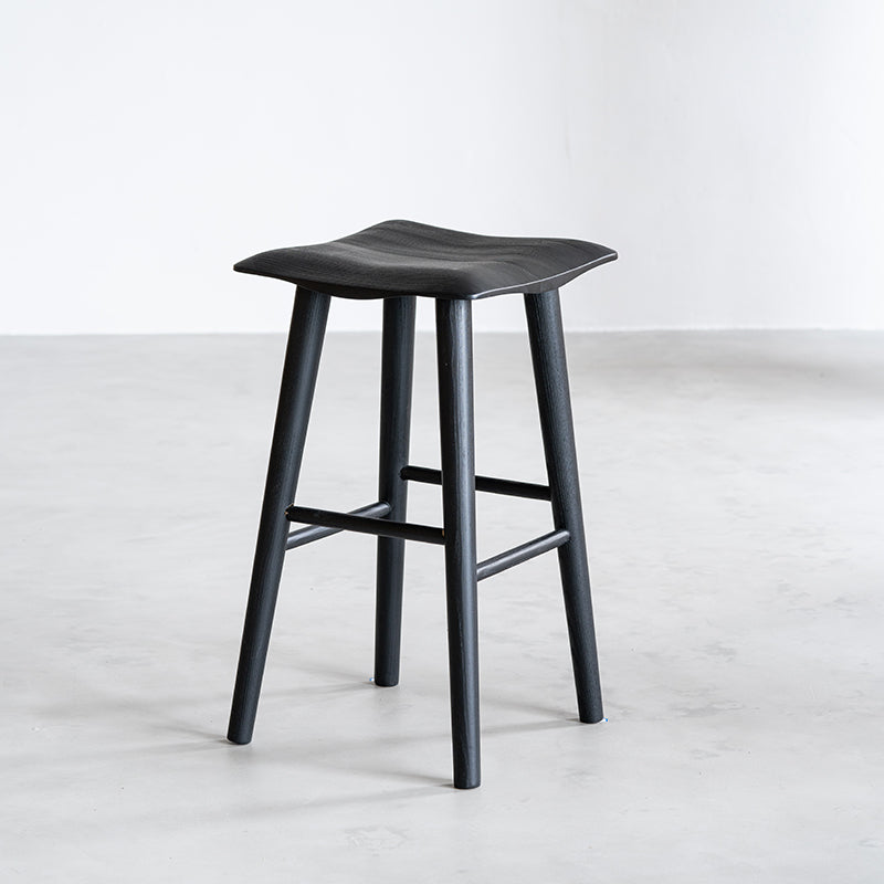 Modern Style Counter Stool Black Solid Wood Bar Stool for Indoor