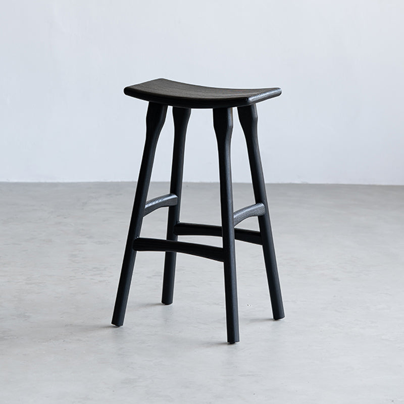 Modern Style Counter Stool Black Solid Wood Bar Stool for Indoor