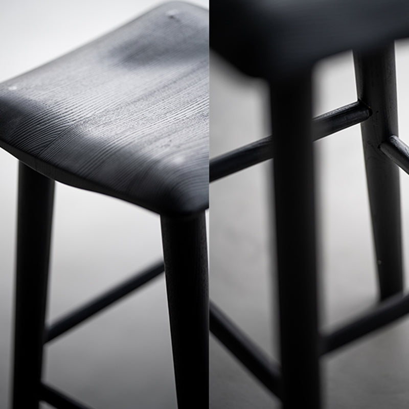 Modern Style Counter Stool Black Solid Wood Bar Stool for Indoor