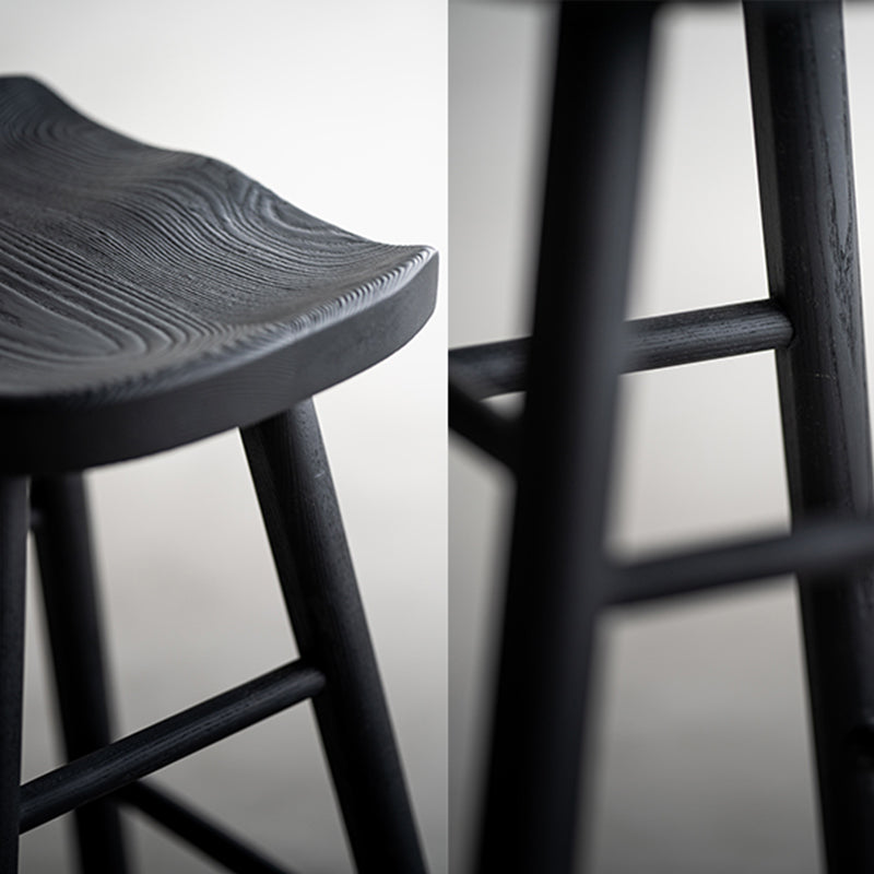 Modern Style Counter Stool Black Solid Wood Bar Stool for Indoor