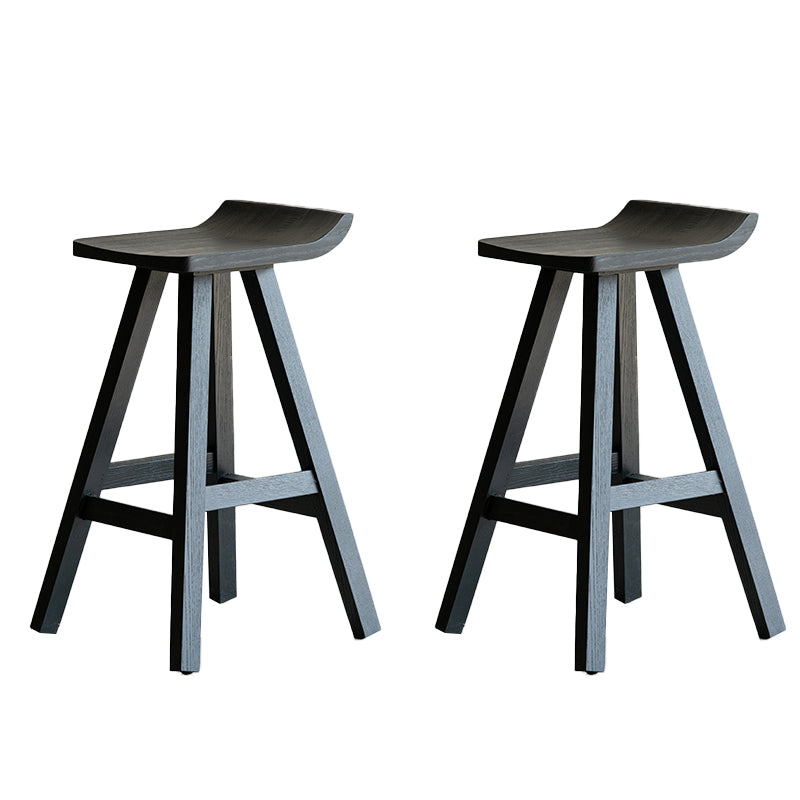 Modern Style Counter Stool Black Solid Wood Bar Stool for Indoor