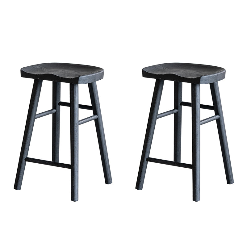 Modern Style Counter Stool Black Solid Wood Bar Stool for Indoor