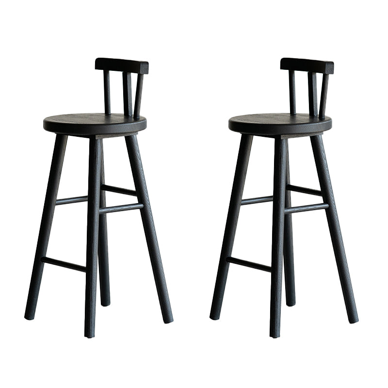 Modern Style Counter Stool Black Solid Wood Bar Stool for Indoor
