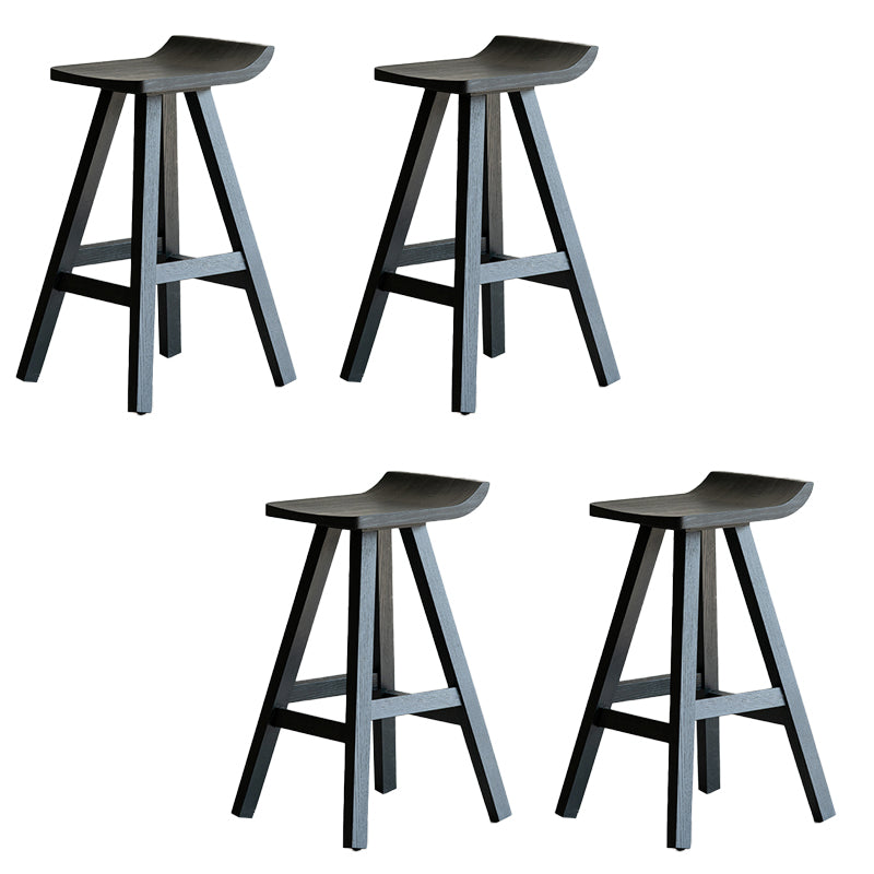 Modern Style Counter Stool Black Solid Wood Bar Stool for Indoor