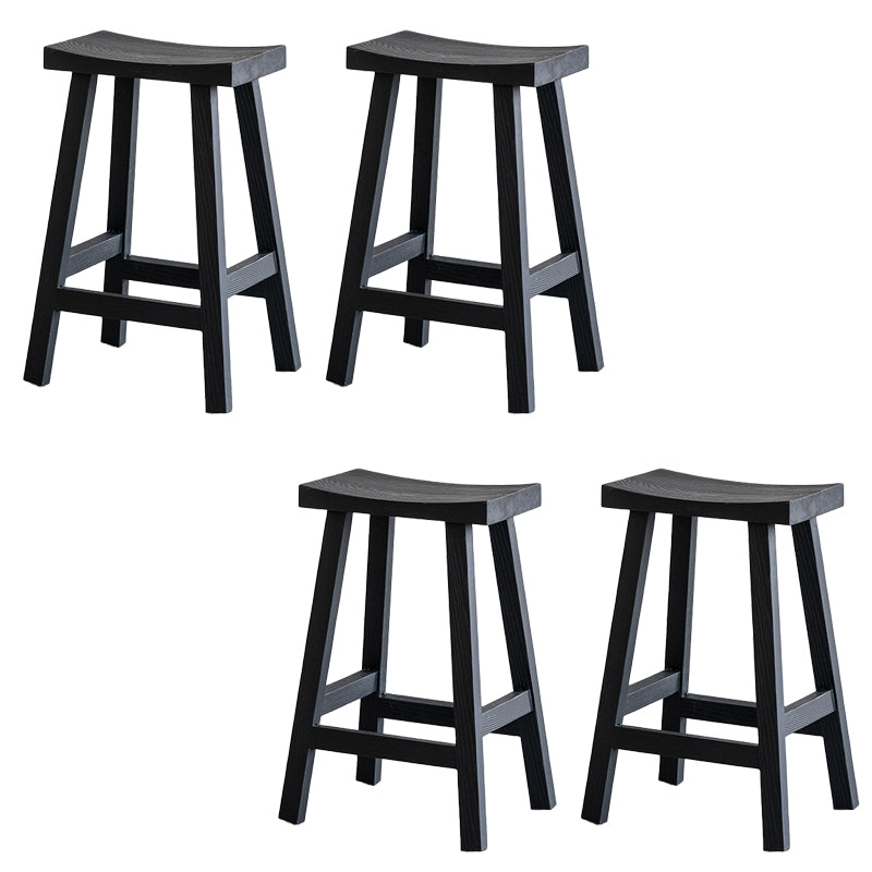 Modern Style Counter Stool Black Solid Wood Bar Stool for Indoor