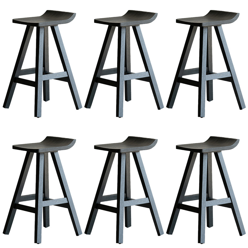 Modern Style Counter Stool Black Solid Wood Bar Stool for Indoor